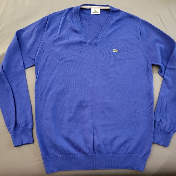 Lacoste Men Sweater V-neck size 5 Blue.